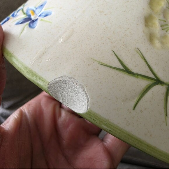 Yankee Candle Large Jar Shade & Plate Queen Anne Flowers Bees Etched Flaws - Picture 6 of 15